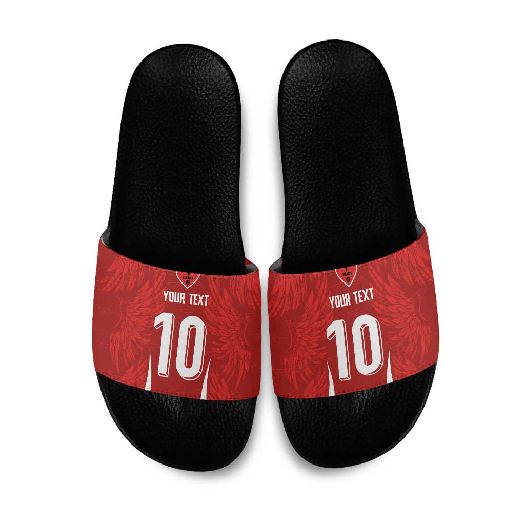 Custom Albania National Football Slide Sandals The Wings Sporty Style - Wonder Print Shop