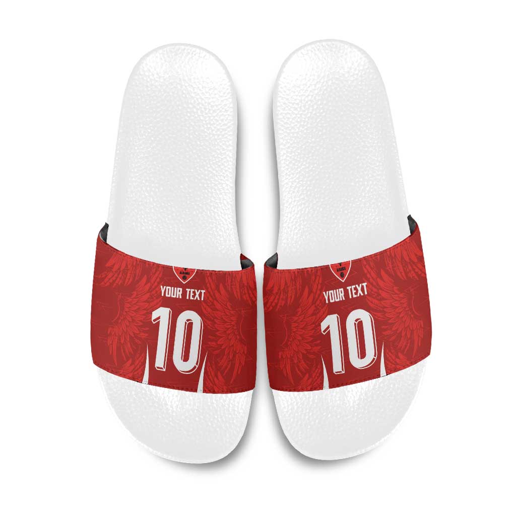 Custom Albania National Football Slide Sandals The Wings Sporty Style - Wonder Print Shop