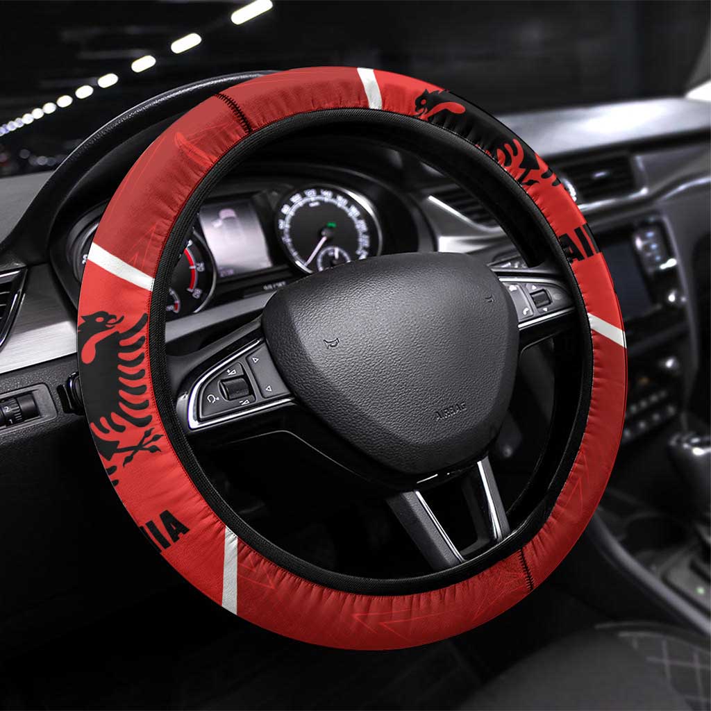 Albania National Football Steering Wheel Cover The Wings Sporty Style - Wonder Print Shop