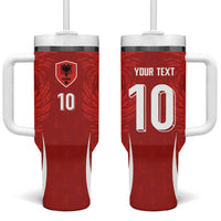 Custom Albania National Football Tumbler With Handle The Wings Sporty Style - Wonder Print Shop