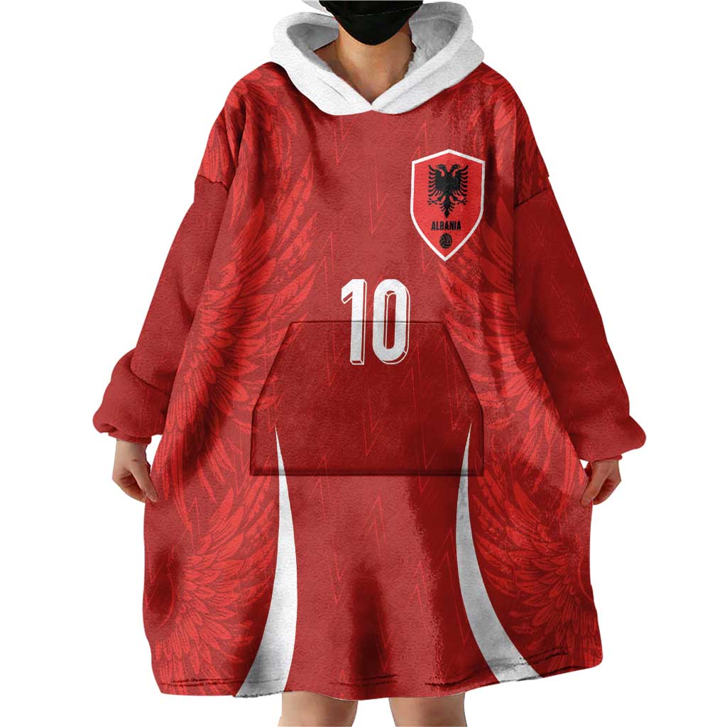 Custom Albania National Football Wearable Blanket Hoodie The Wings Sporty Style - Wonder Print Shop