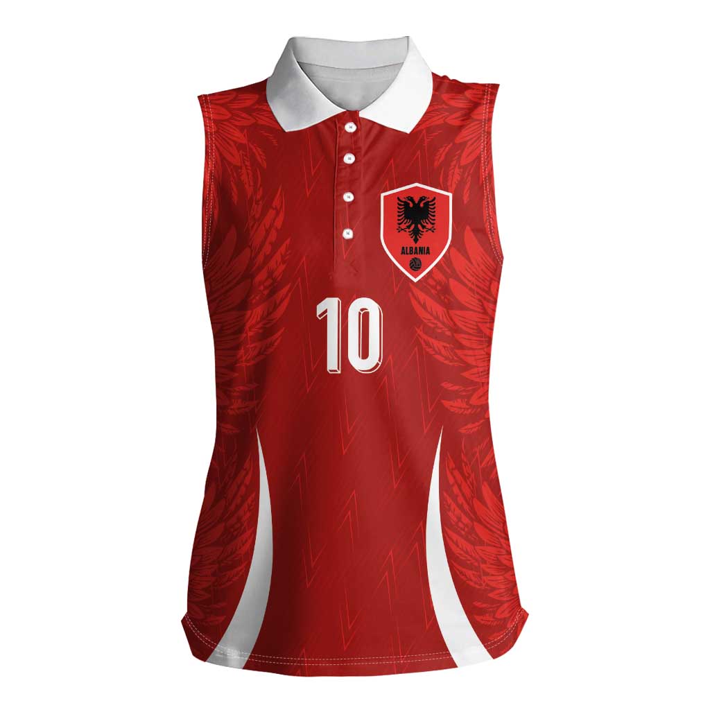 Custom Albania National Football Women Sleeveless Polo Shirt The Wings Sporty Style - Wonder Print Shop