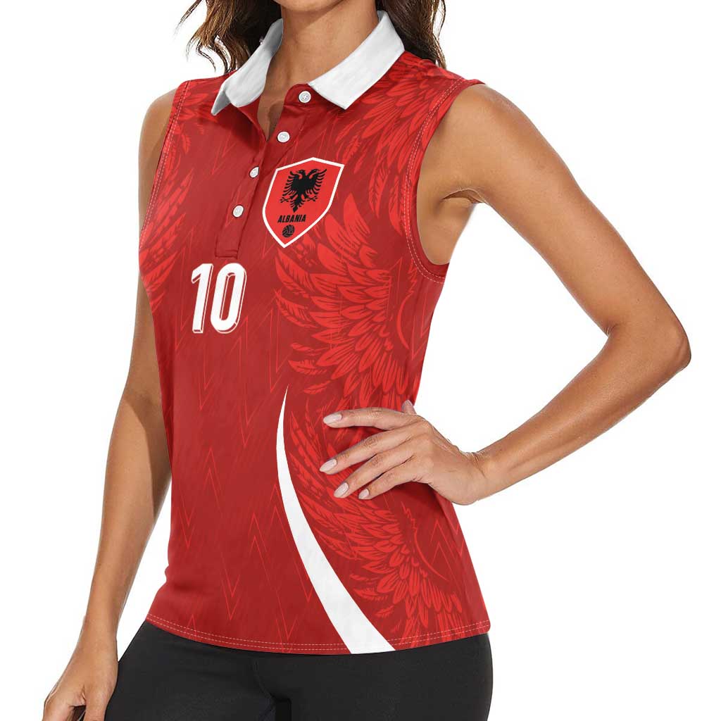 Custom Albania National Football Women Sleeveless Polo Shirt The Wings Sporty Style - Wonder Print Shop