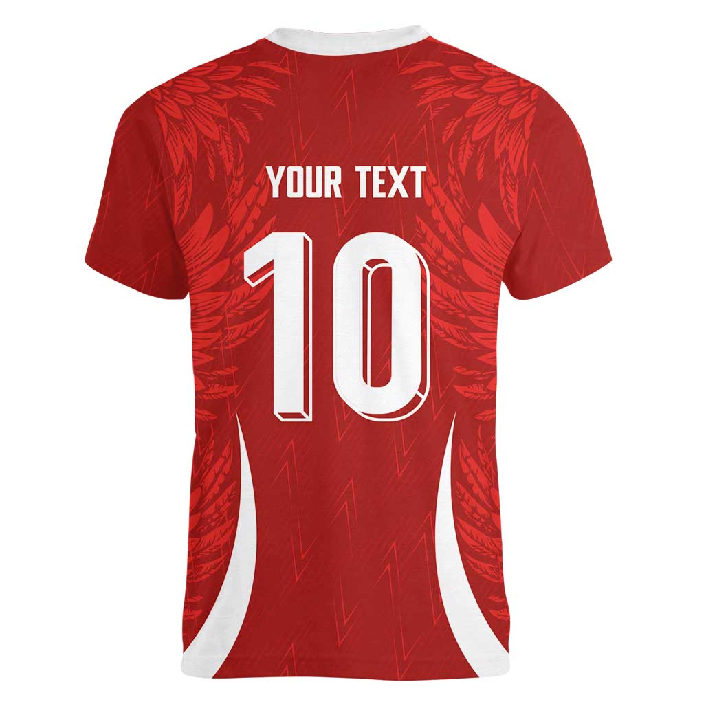 Custom Albania National Football Women V-Neck T-Shirt The Wings Sporty Style - Wonder Print Shop