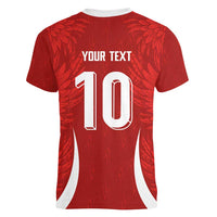 Custom Albania National Football Women V-Neck T-Shirt The Wings Sporty Style - Wonder Print Shop