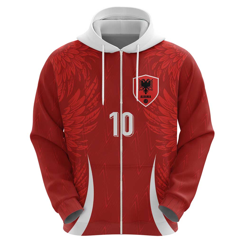 Custom Albania National Football Zip Hoodie The Wings Sporty Style - Wonder Print Shop