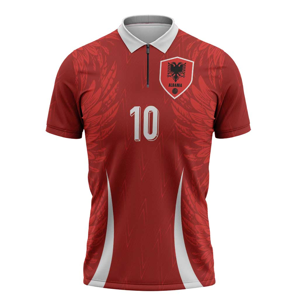 Custom Albania National Football Zipper Polo Shirt The Wings Sporty Style - Wonder Print Shop