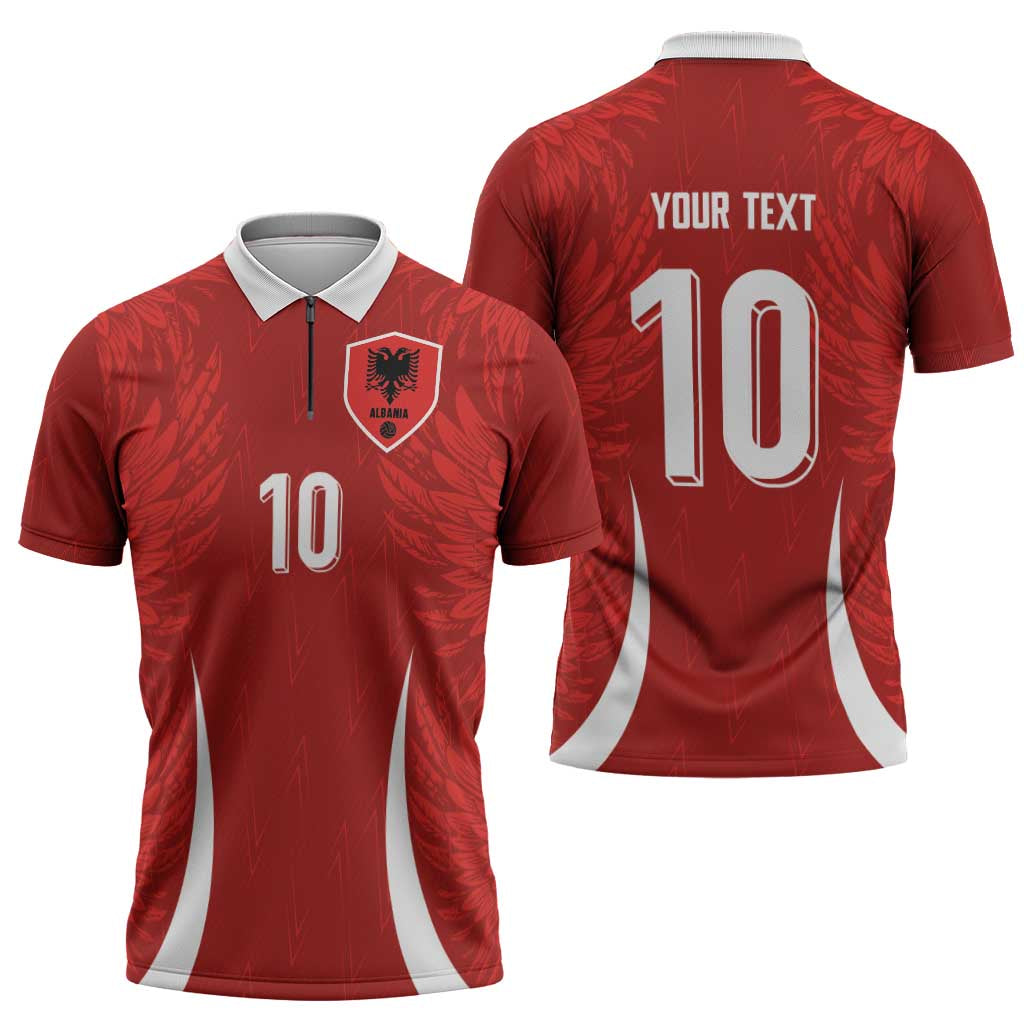 Custom Albania National Football Zipper Polo Shirt The Wings Sporty Style - Wonder Print Shop