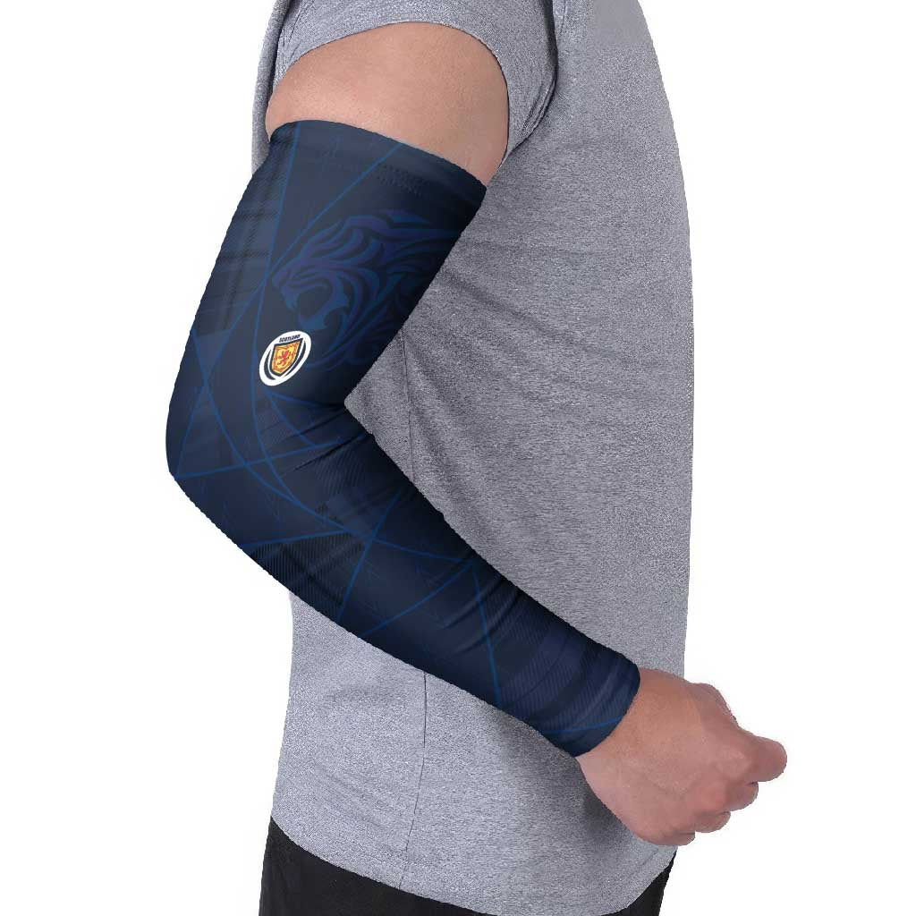 Custom Scotland National Football Arm Sleeves Tartan Patchwork and Sport Lion - Wonder Print Shop