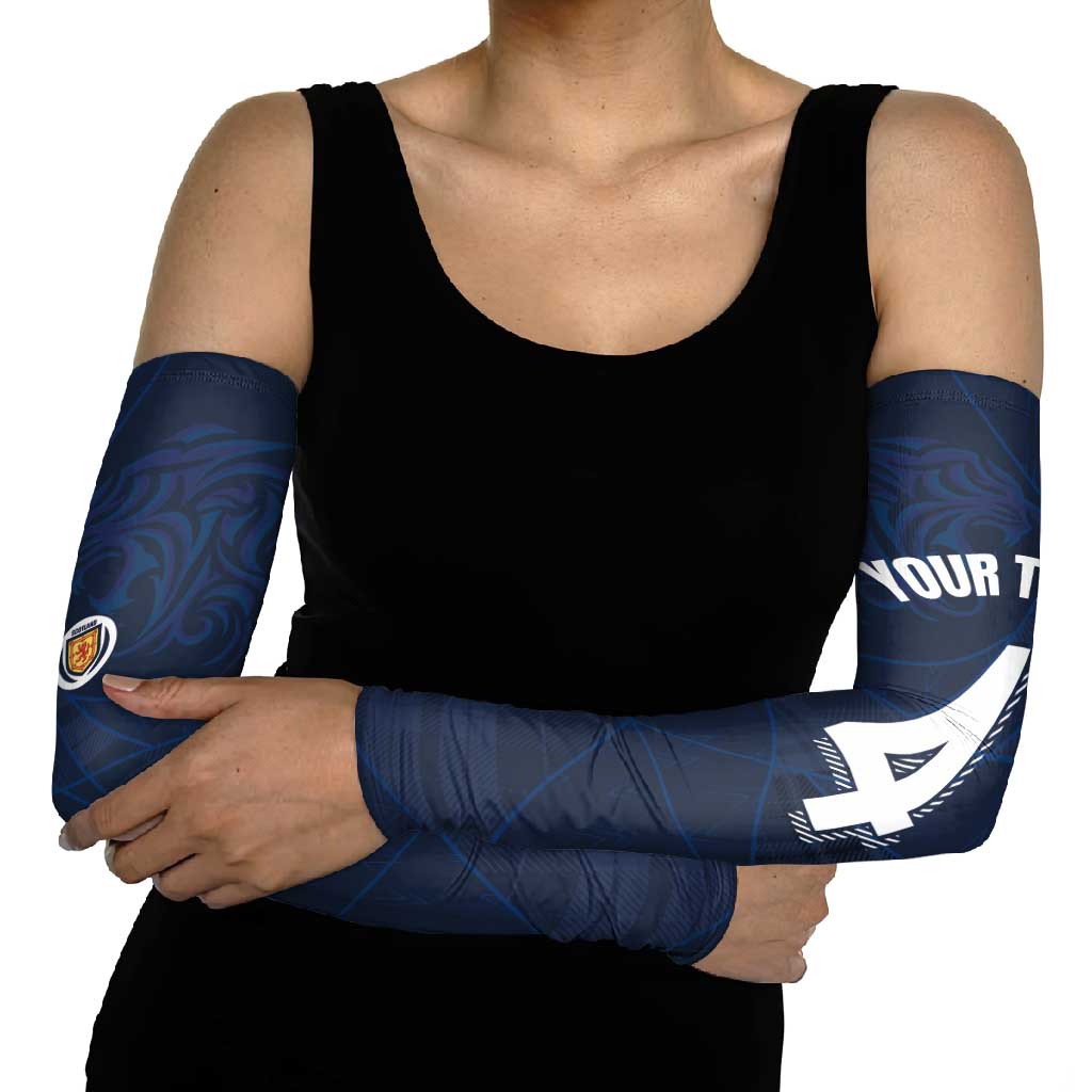 Custom Scotland National Football Arm Sleeves Tartan Patchwork and Sport Lion - Wonder Print Shop