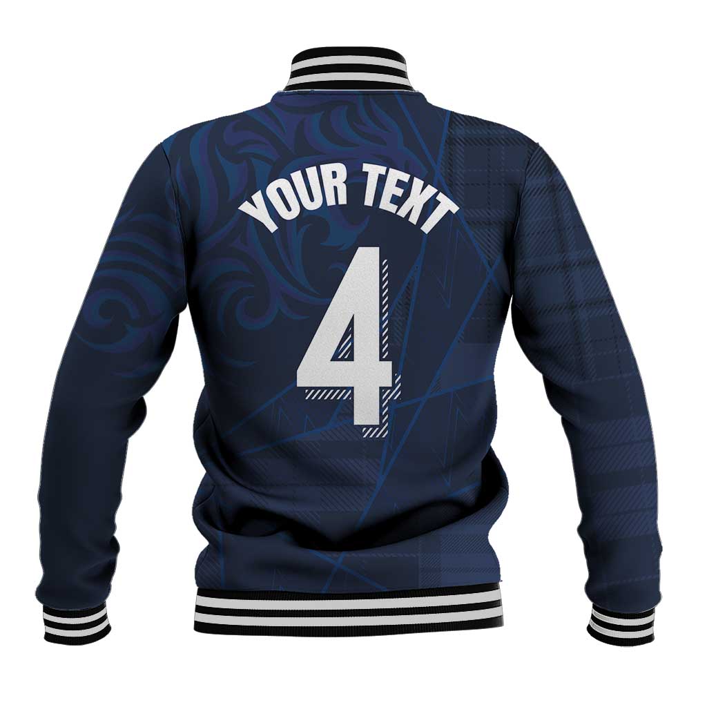 Custom Scotland National Football Baseball Jacket Tartan Patchwork and Sport Lion - Wonder Print Shop