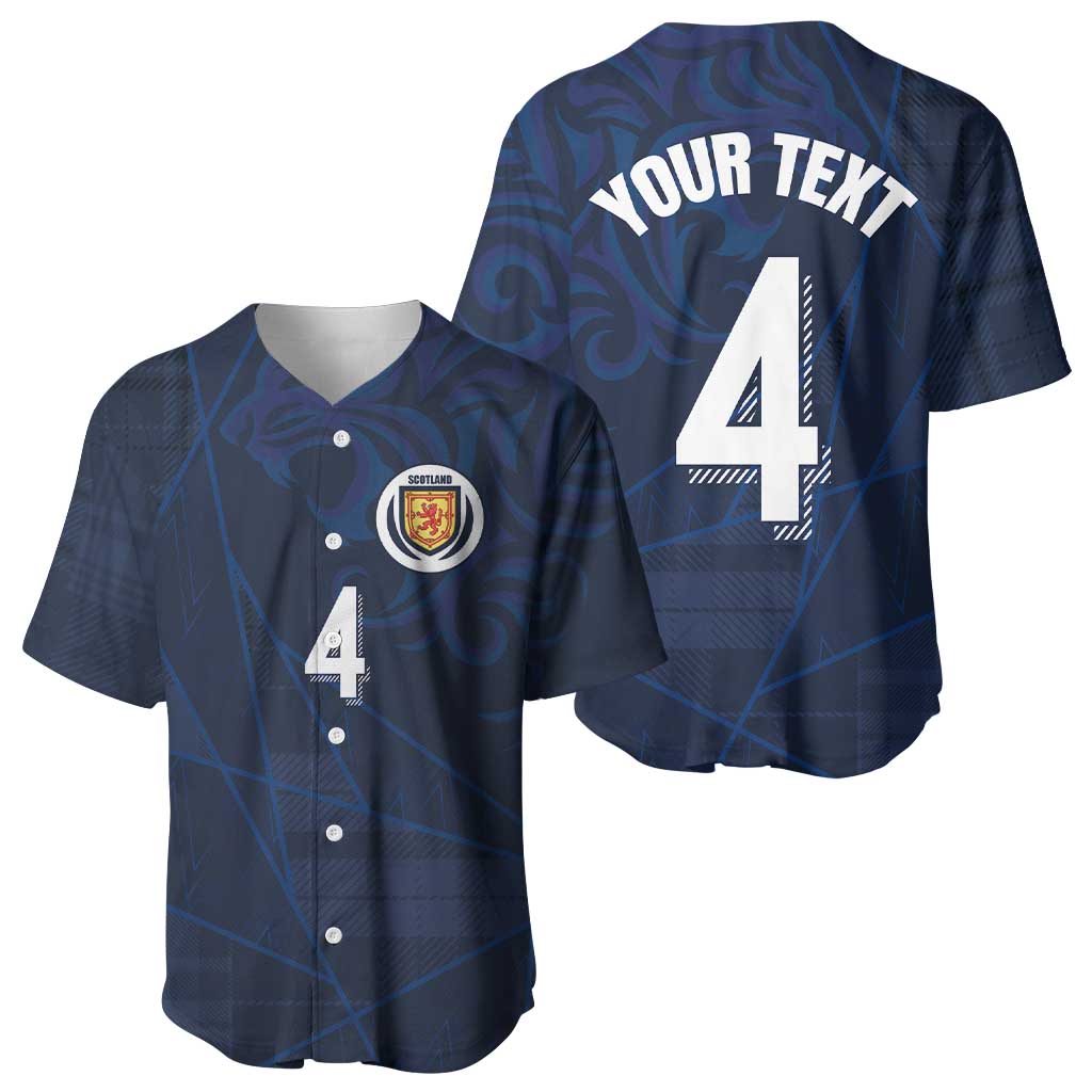 Custom Scotland National Football Baseball Jersey Tartan Patchwork and Sport Lion - Wonder Print Shop