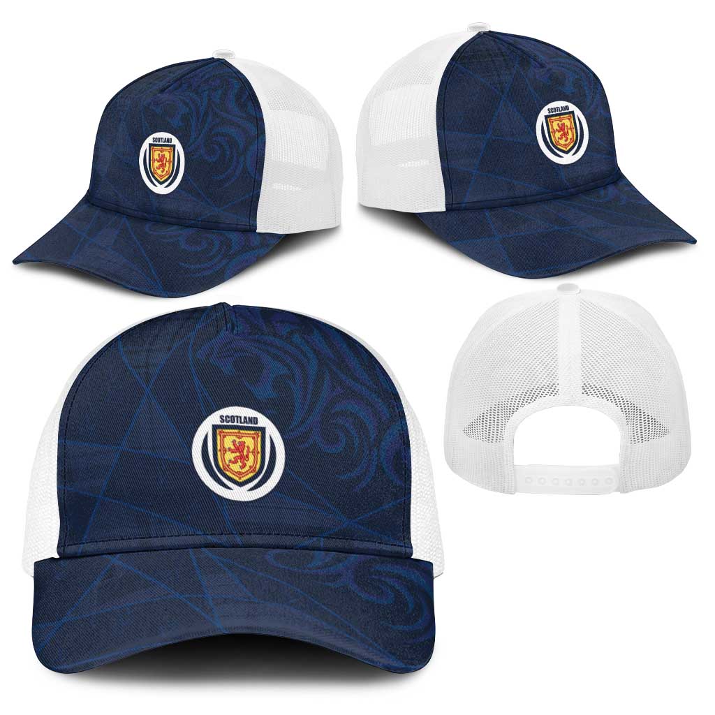 Scotland National Football Baseball Net Cap Tartan Patchwork and Sport Lion - Wonder Print Shop