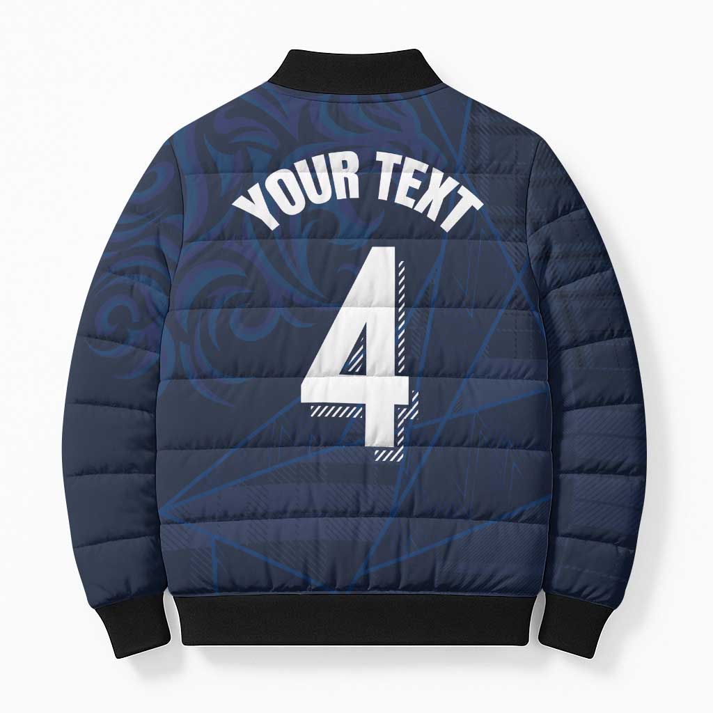 Custom Scotland National Football Bomber Puffer Jacket Tartan Patchwork and Sport Lion - Wonder Print Shop
