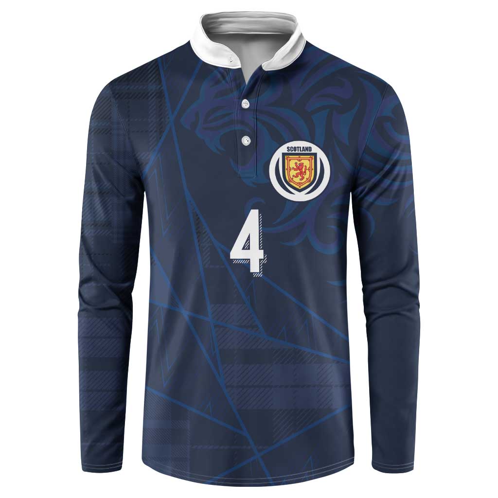 Custom Scotland National Football Button Sweatshirt Tartan Patchwork and Sport Lion - Wonder Print Shop