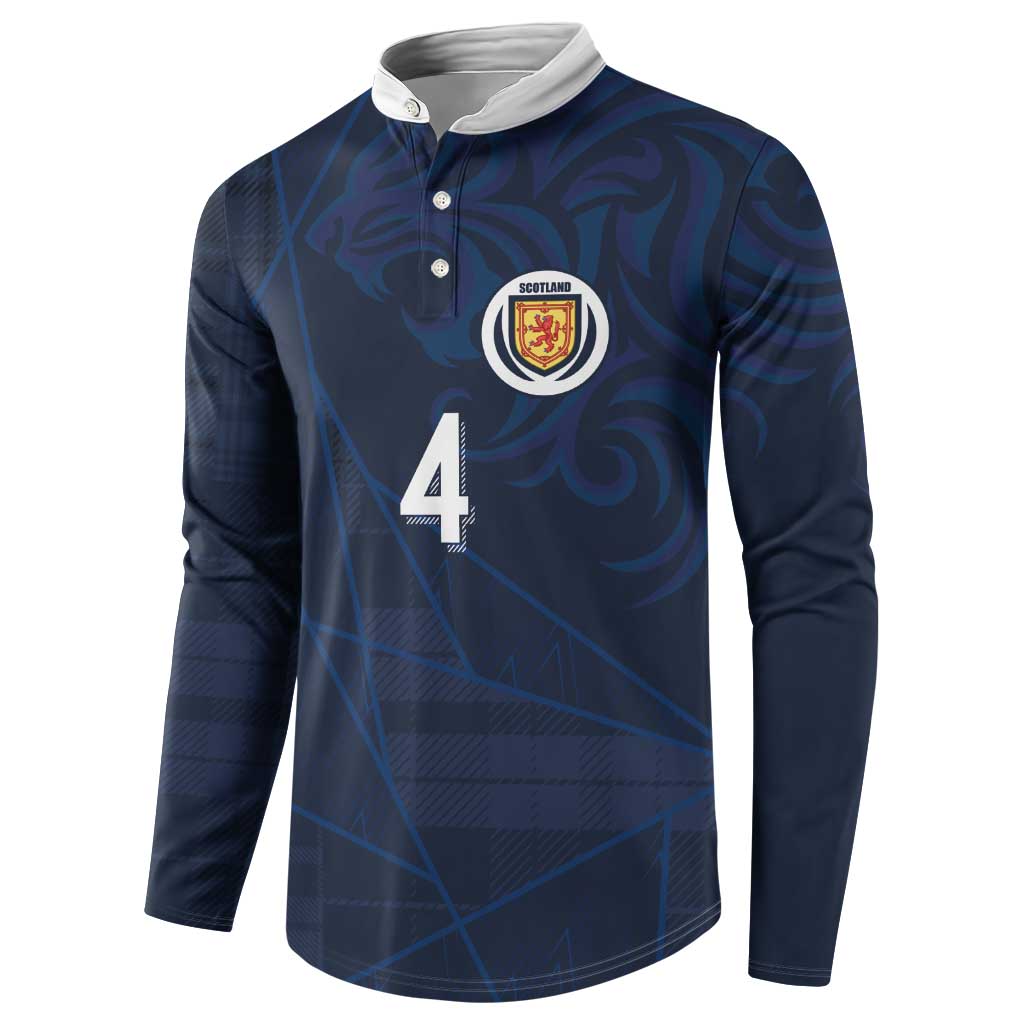 Custom Scotland National Football Button Sweatshirt Tartan Patchwork and Sport Lion - Wonder Print Shop