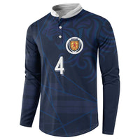 Custom Scotland National Football Button Sweatshirt Tartan Patchwork and Sport Lion - Wonder Print Shop