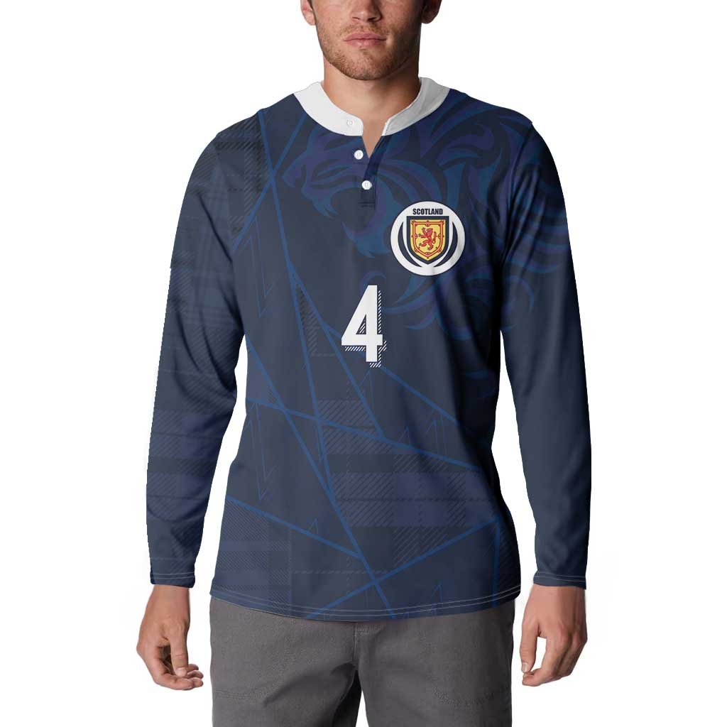 Custom Scotland National Football Button Sweatshirt Tartan Patchwork and Sport Lion - Wonder Print Shop