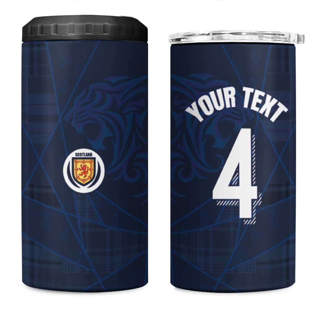 Custom Scotland National Football 4 in 1 Can Cooler Tumbler Tartan Patchwork and Sport Lion - Wonder Print Shop