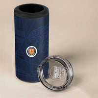 Custom Scotland National Football 4 in 1 Can Cooler Tumbler Tartan Patchwork and Sport Lion - Wonder Print Shop