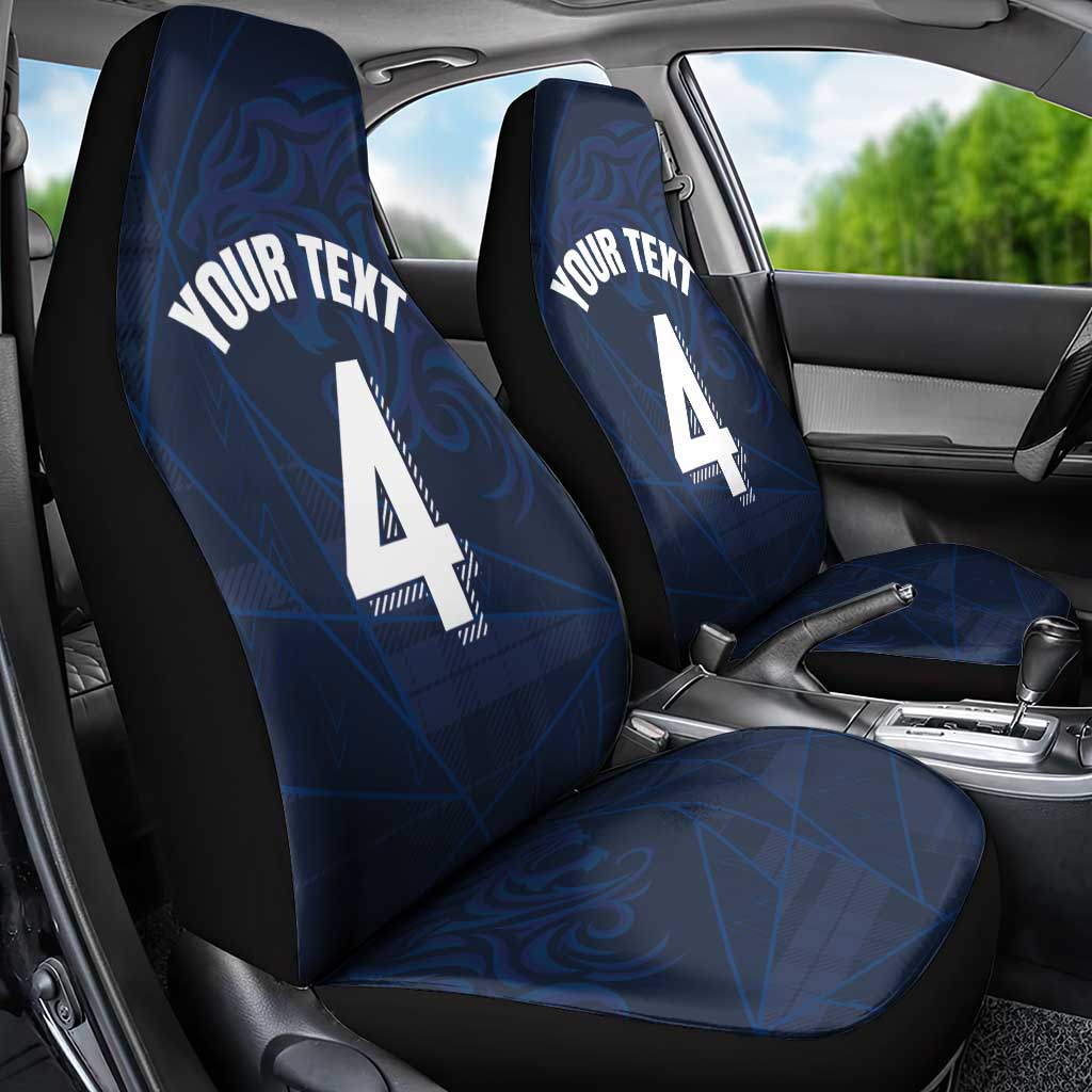 Custom Scotland National Football Car Seat Cover Tartan Patchwork and Sport Lion - Wonder Print Shop