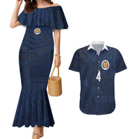 Custom Scotland National Football Couples Matching Mermaid Dress and Hawaiian Shirt Tartan Patchwork and Sport Lion - Wonder Print Shop