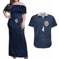 Custom Scotland National Football Couples Matching Off Shoulder Maxi Dress and Hawaiian Shirt Tartan Patchwork and Sport Lion - Wonder Print Shop