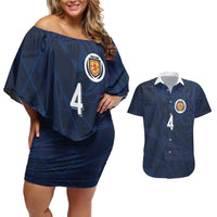 Custom Scotland National Football Couples Matching Off Shoulder Short Dress and Hawaiian Shirt Tartan Patchwork and Sport Lion - Wonder Print Shop