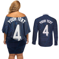 Custom Scotland National Football Couples Matching Off Shoulder Short Dress and Long Sleeve Button Shirt Tartan Patchwork and Sport Lion - Wonder Print Shop