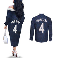 Custom Scotland National Football Couples Matching Off The Shoulder Long Sleeve Dress and Long Sleeve Button Shirt Tartan Patchwork and Sport Lion - Wonder Print Shop