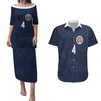 Custom Scotland National Football Couples Matching Puletasi and Hawaiian Shirt Tartan Patchwork and Sport Lion - Wonder Print Shop