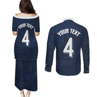 Custom Scotland National Football Couples Matching Puletasi and Long Sleeve Button Shirt Tartan Patchwork and Sport Lion - Wonder Print Shop
