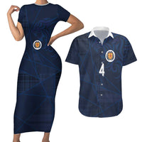 Custom Scotland National Football Couples Matching Short Sleeve Bodycon Dress and Hawaiian Shirt Tartan Patchwork and Sport Lion - Wonder Print Shop