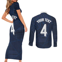 Custom Scotland National Football Couples Matching Short Sleeve Bodycon Dress and Long Sleeve Button Shirt Tartan Patchwork and Sport Lion - Wonder Print Shop