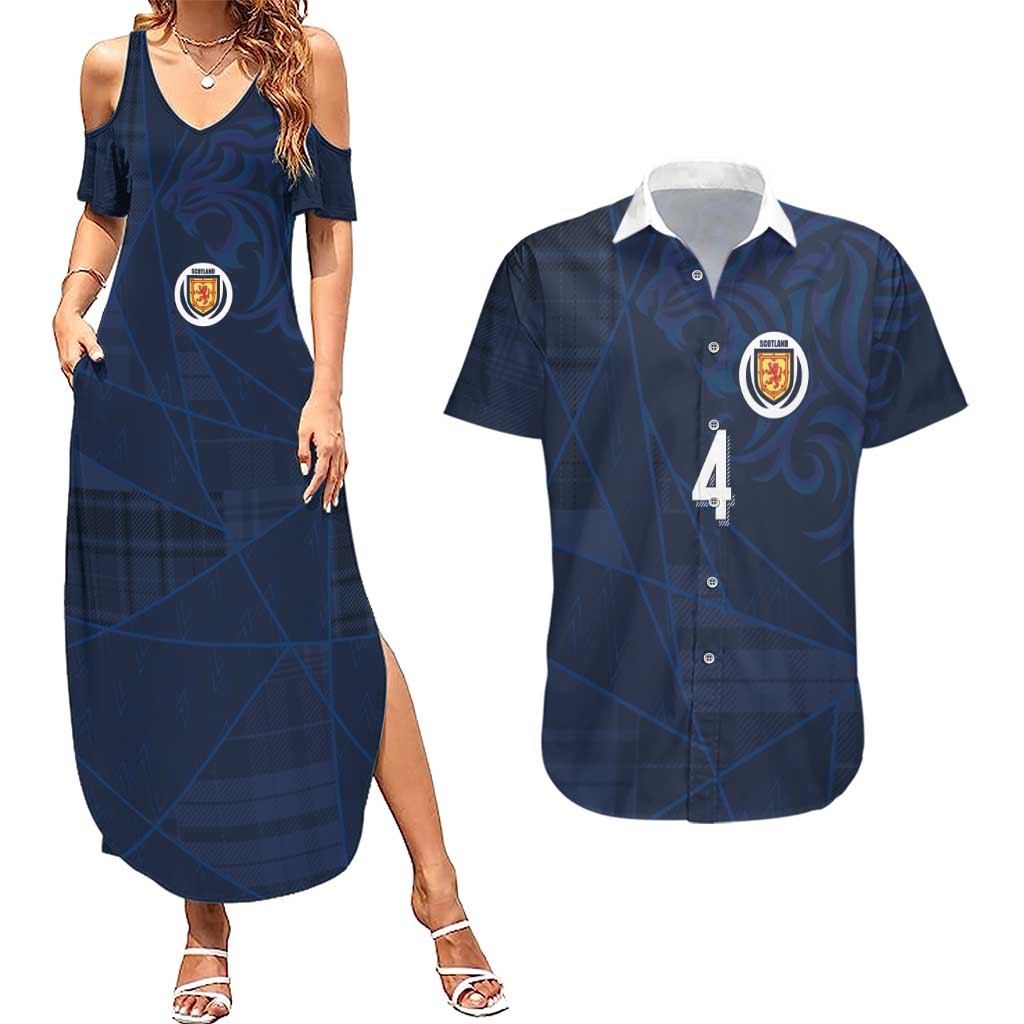 Custom Scotland National Football Couples Matching Summer Maxi Dress and Hawaiian Shirt Tartan Patchwork and Sport Lion - Wonder Print Shop