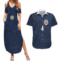 Custom Scotland National Football Couples Matching Summer Maxi Dress and Hawaiian Shirt Tartan Patchwork and Sport Lion - Wonder Print Shop