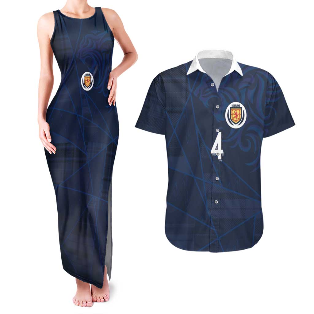 Custom Scotland National Football Couples Matching Tank Maxi Dress and Hawaiian Shirt Tartan Patchwork and Sport Lion - Wonder Print Shop
