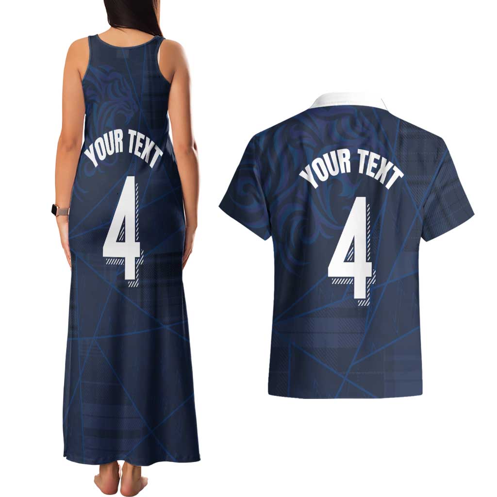 Custom Scotland National Football Couples Matching Tank Maxi Dress and Hawaiian Shirt Tartan Patchwork and Sport Lion - Wonder Print Shop