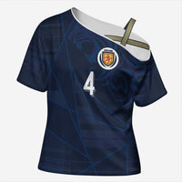 Custom Scotland National Football Cross Shoulder Shirt Tartan Patchwork and Sport Lion - Wonder Print Shop