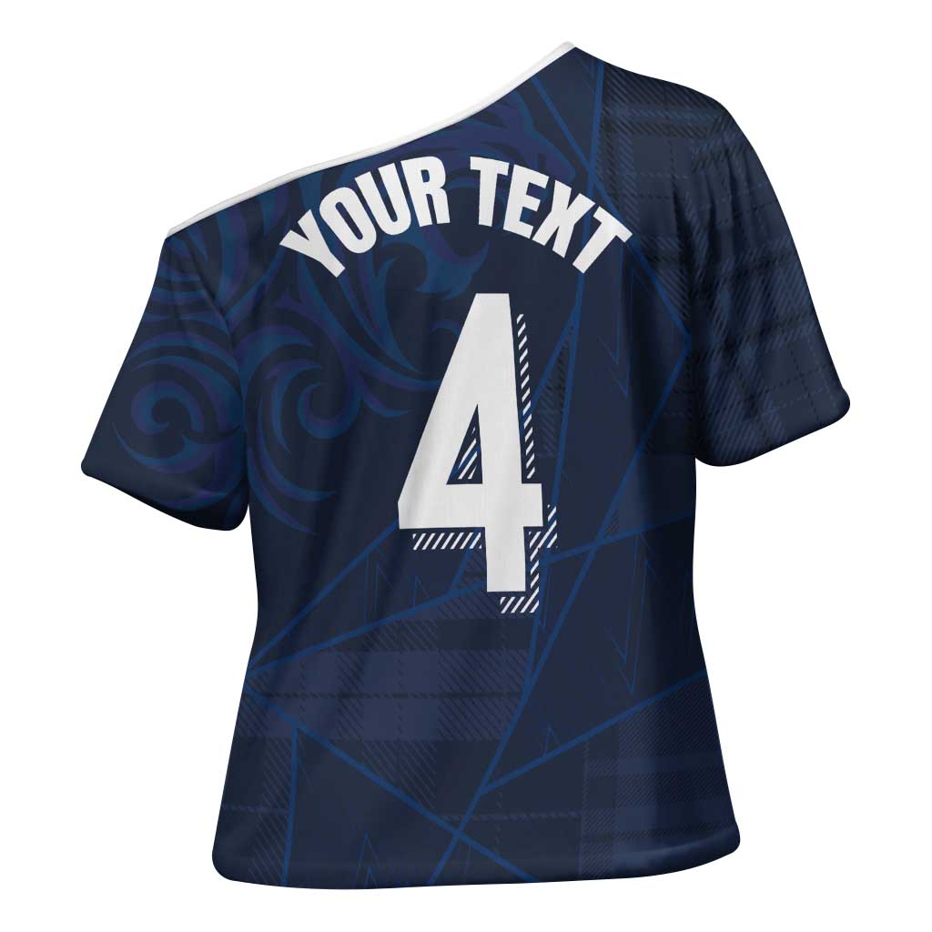 Custom Scotland National Football Cross Shoulder Shirt Tartan Patchwork and Sport Lion - Wonder Print Shop