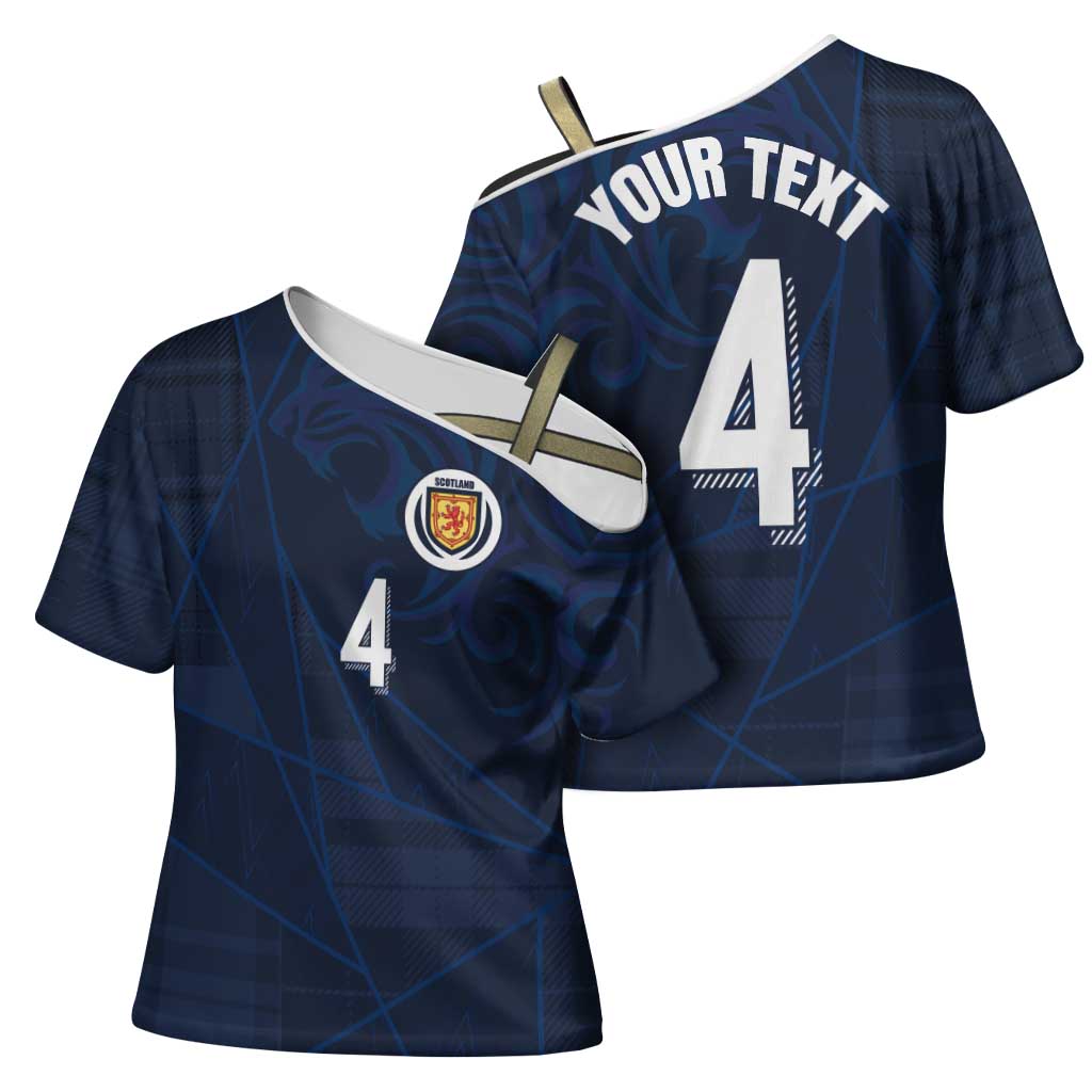 Custom Scotland National Football Cross Shoulder Shirt Tartan Patchwork and Sport Lion - Wonder Print Shop