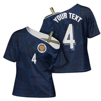 Custom Scotland National Football Cross Shoulder Shirt Tartan Patchwork and Sport Lion - Wonder Print Shop