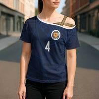 Custom Scotland National Football Cross Shoulder Shirt Tartan Patchwork and Sport Lion - Wonder Print Shop