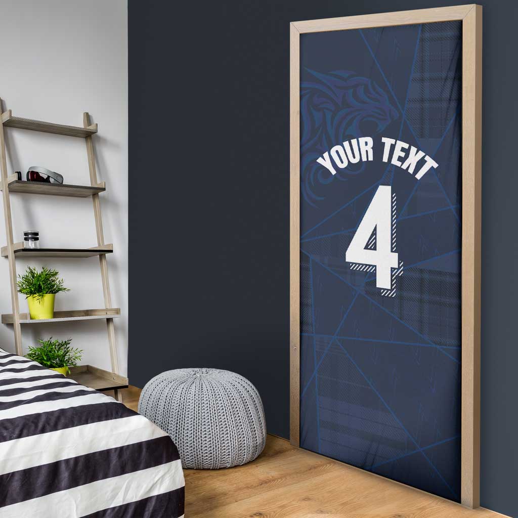 Custom Scotland National Football Door Cover Tartan Patchwork and Sport Lion - Wonder Print Shop