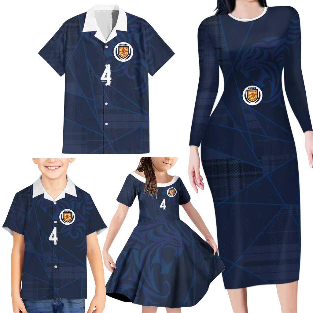 Custom Scotland National Football Family Matching Long Sleeve Bodycon Dress and Hawaiian Shirt Tartan Patchwork and Sport Lion - Wonder Print Shop