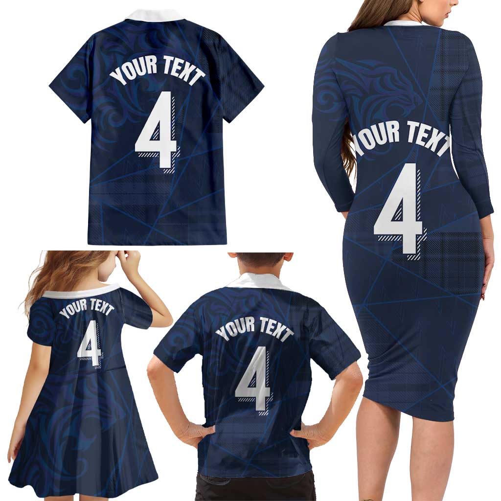Custom Scotland National Football Family Matching Long Sleeve Bodycon Dress and Hawaiian Shirt Tartan Patchwork and Sport Lion - Wonder Print Shop