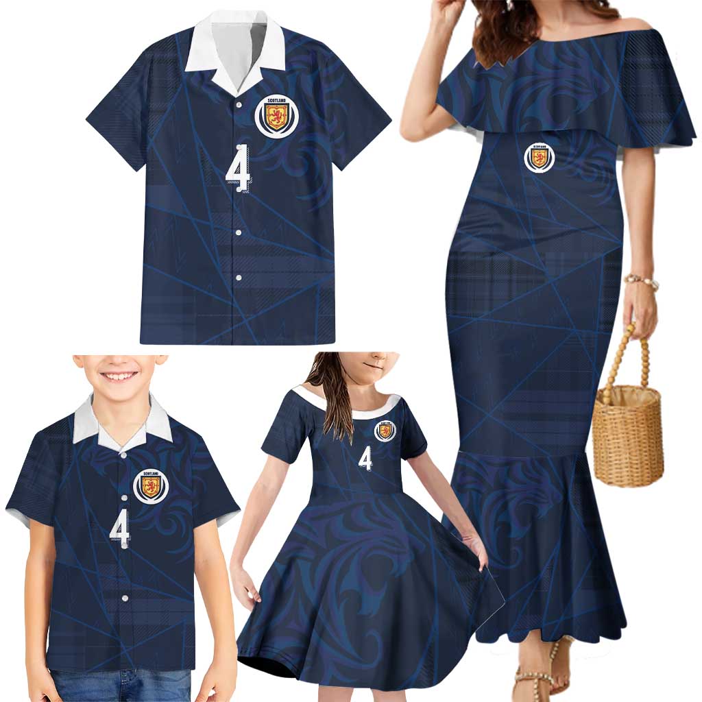 Custom Scotland National Football Family Matching Mermaid Dress and Hawaiian Shirt Tartan Patchwork and Sport Lion - Wonder Print Shop