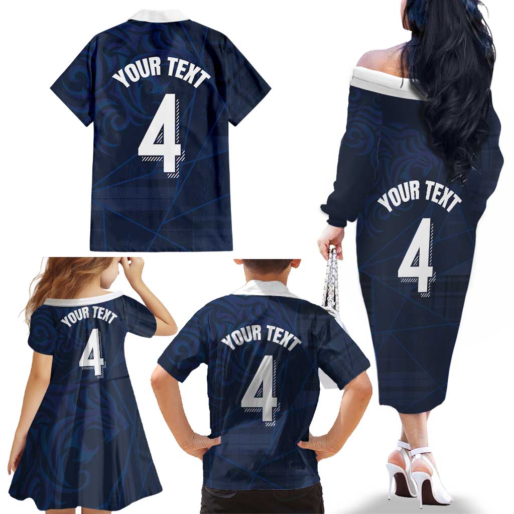 Custom Scotland National Football Family Matching Off The Shoulder Long Sleeve Dress and Hawaiian Shirt Tartan Patchwork and Sport Lion - Wonder Print Shop