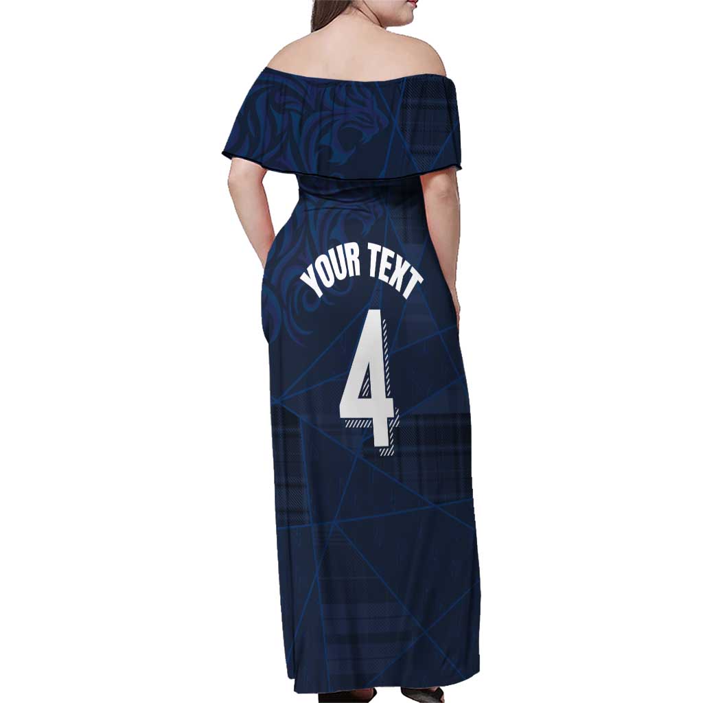 Custom Scotland National Football Family Matching Off Shoulder Maxi Dress and Hawaiian Shirt Tartan Patchwork and Sport Lion - Wonder Print Shop