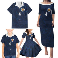Custom Scotland National Football Family Matching Puletasi and Hawaiian Shirt Tartan Patchwork and Sport Lion - Wonder Print Shop